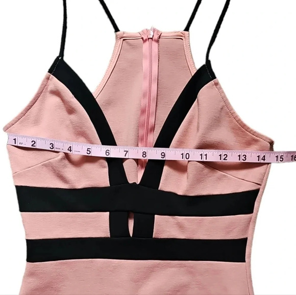 Love Culture Medium Pink Black Spaghetti Strap Bodycon Cocktail Y2K Barbiecore - Picture 6 of 8